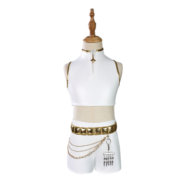 Kids Kpop Demon Hunters Rumi Kids White Stage Dance Leather Outfit Halloween BEcostume